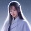 用户雪见画师头像，长发女生，温柔微笑，窗边自然光，清新风格